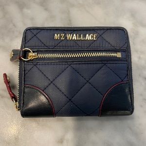 MZ Wallace medium Crosby wallet, navy with gold hardware